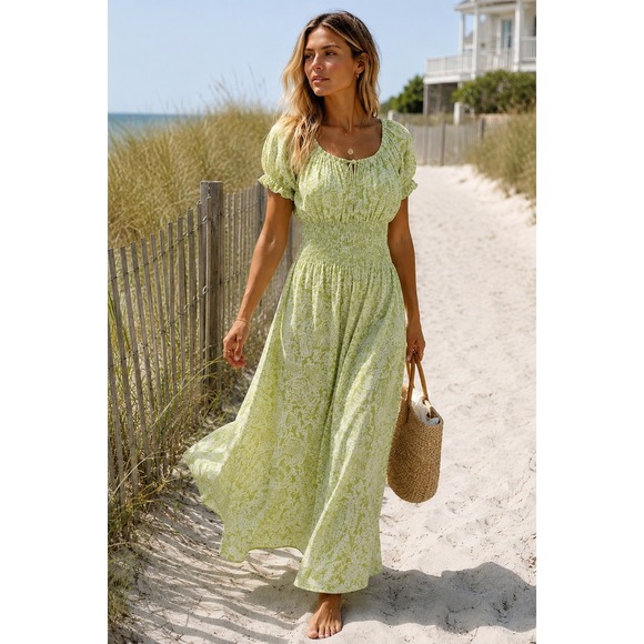 Kindred Dresses & Skirts - Anthropologie Kindred Tiered Maxi Dress Paisley Smocked Waist Large Cottagecore